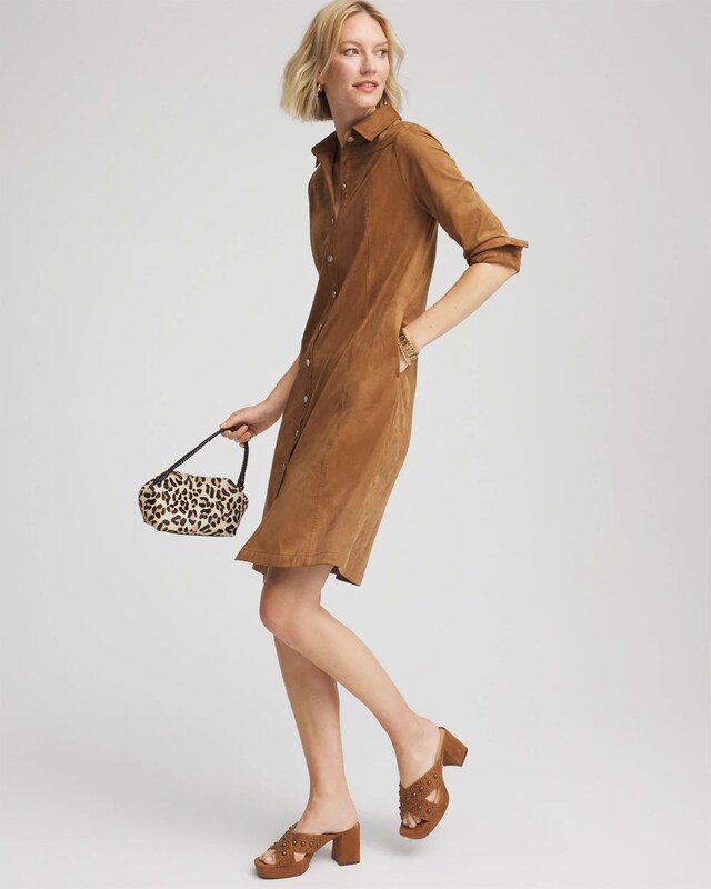 Faux Suede Shirtdress - image 2